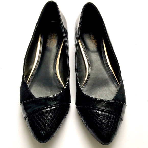 Coach & Four Patent Snake Suede Pointy Toe Flats - Picture 2 of 6